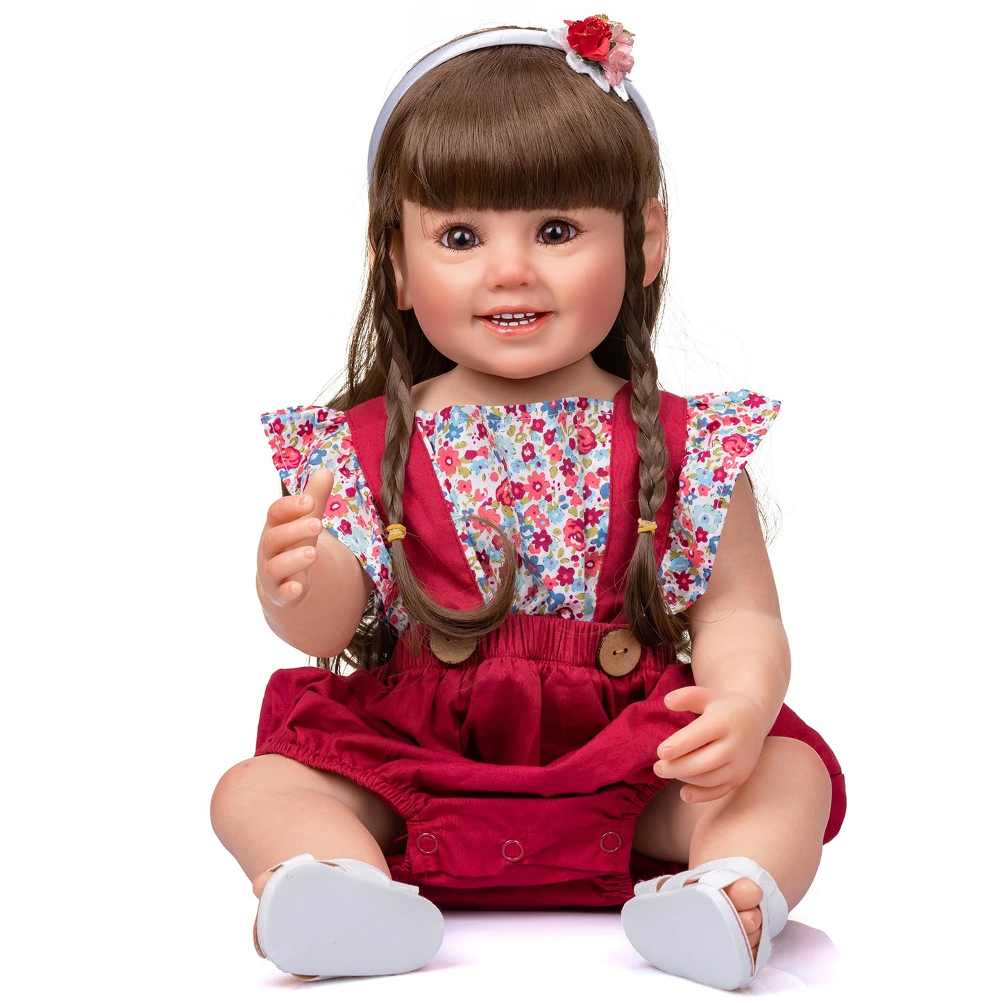 Silikoni Reborn Baby Girl Doll Cammi Smile Baby pehmeä kosketus käsi