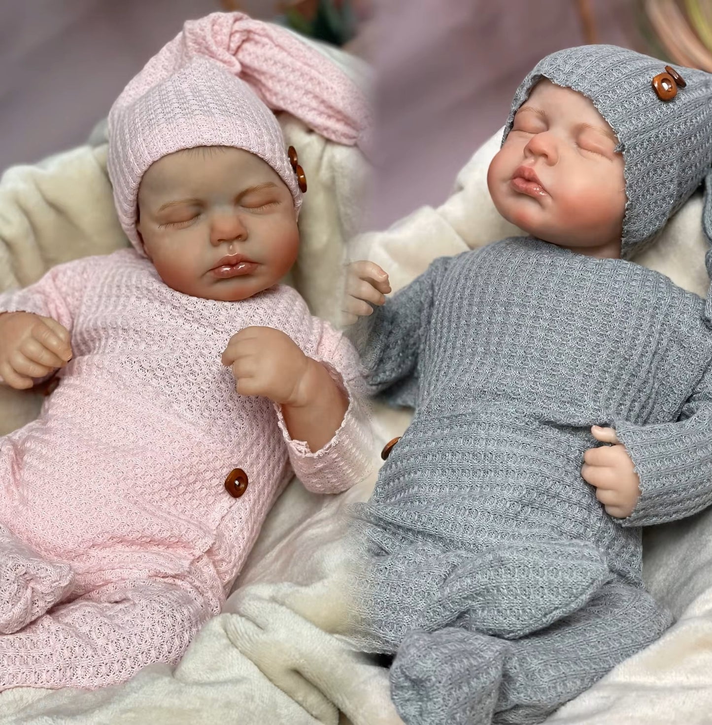 Kaksoset Bebe Reborn Dolls maalatut hiukset käsintehty rajoitettu painos