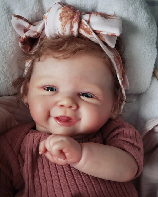 Aino Reborn Dolls käsintehty maalattu hymy Newborn vauva juurtunut hiukset